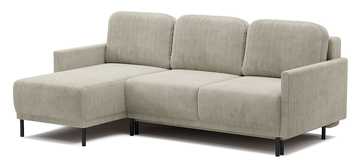 Narożnik rozkładany Hamiel L-kształtny z pojemnikiem uniwersalny jasnobeżowy sztruks  - zdjęcie 7