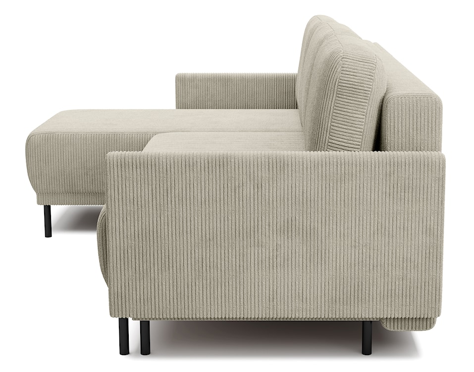 Narożnik rozkładany Hamiel L-kształtny z pojemnikiem uniwersalny jasnobeżowy sztruks  - zdjęcie 9