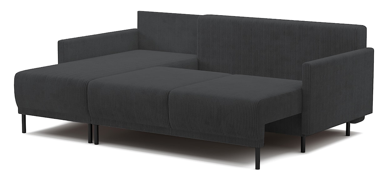 Narożnik rozkładany Hamiel L-kształtny z pojemnikiem uniwersalny niebieskoszary sztruks  - zdjęcie 4