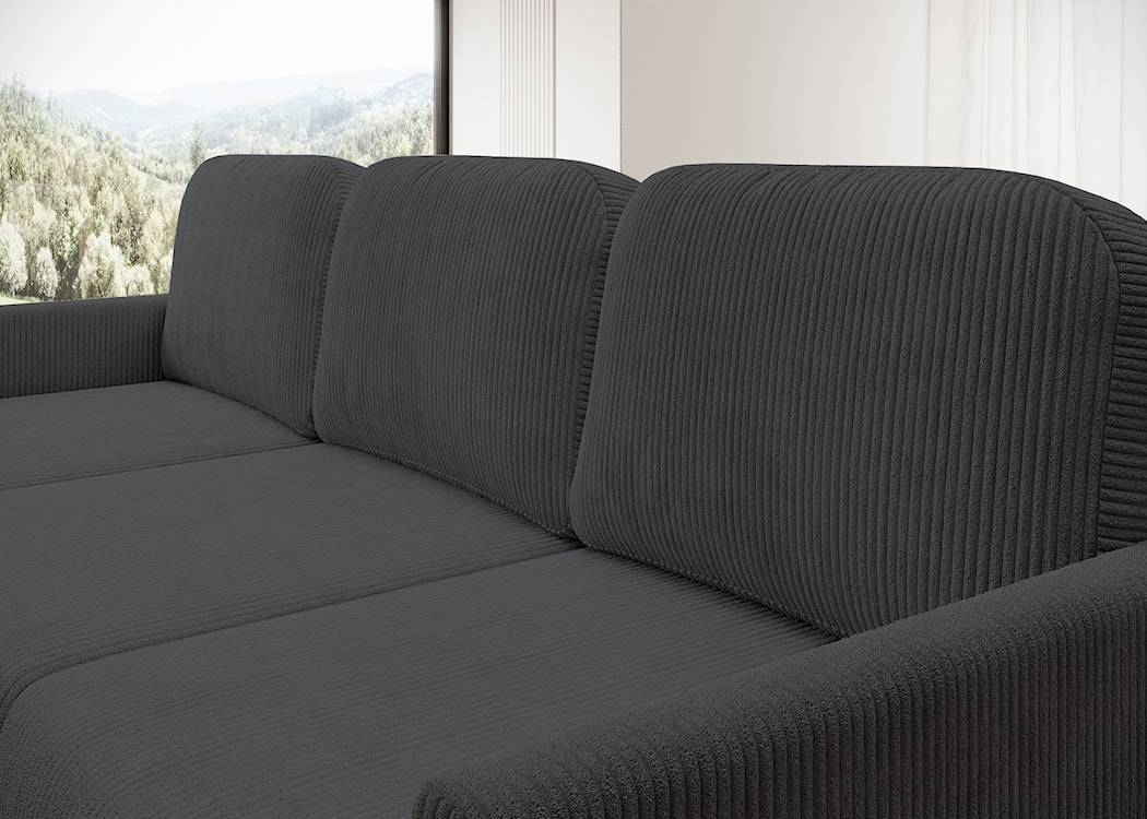 Narożnik rozkładany Hamiel L-kształtny z pojemnikiem uniwersalny niebieskoszary sztruks  - zdjęcie 6