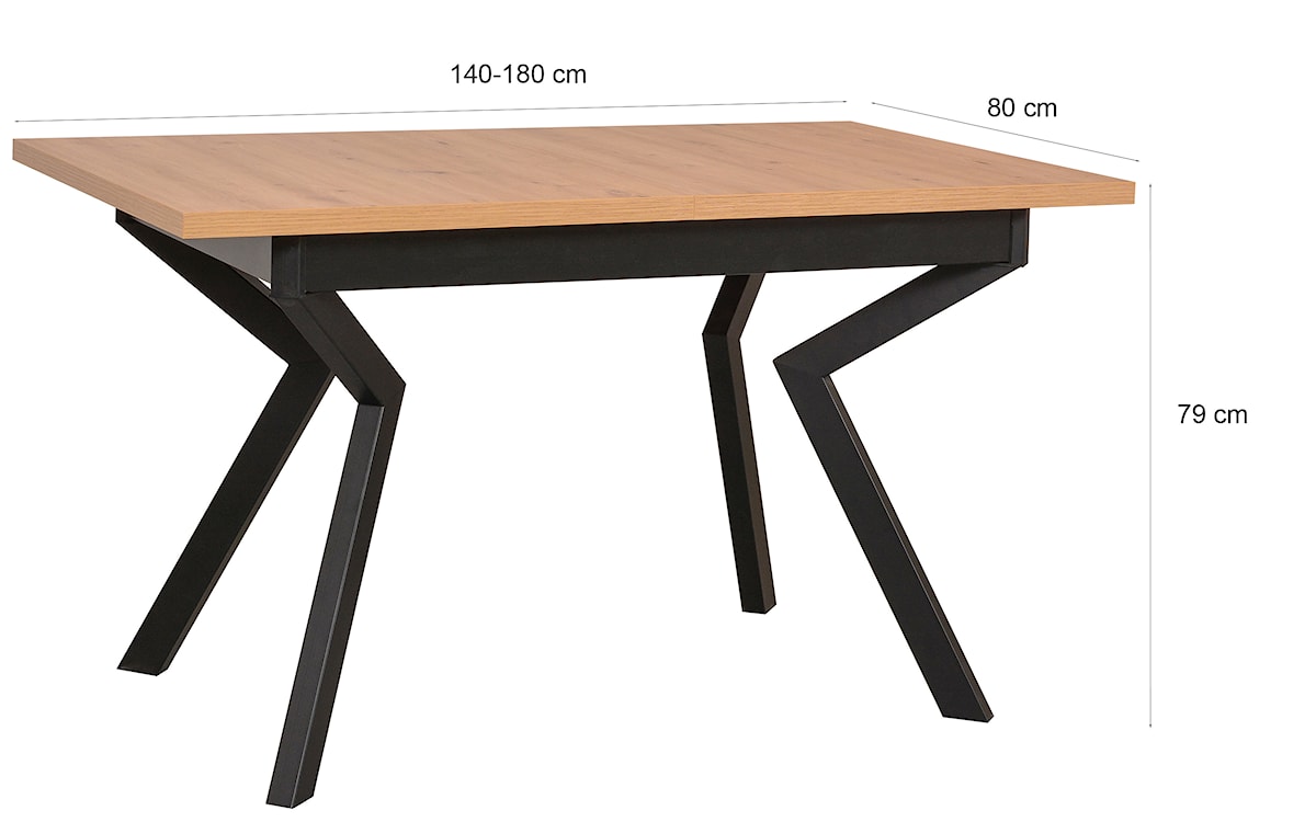 Stół rozkładany do jadalni Ennite 140-180x80 cm czarny/dąb artisan  - zdjęcie 3