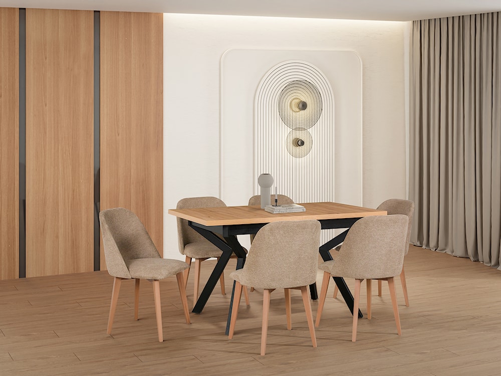 Stół rozkładany do jadalni Ennite 140-180x80 cm czarny/dąb artisan  - zdjęcie 2