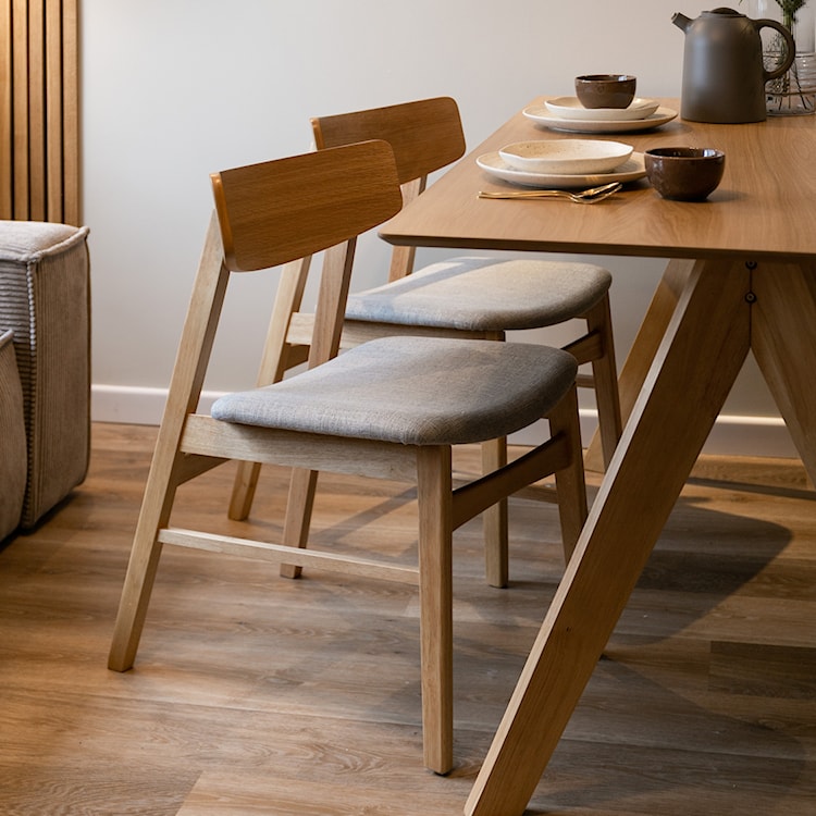 Krzesło drewniane Paraves dąb naturalny/szare  - zdjęcie 3