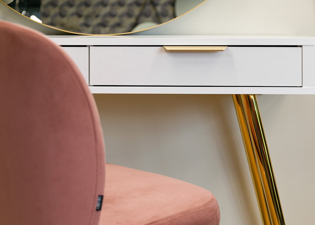Toaletka z szufladami Oval 112 cm Biała  - zdjęcie 9