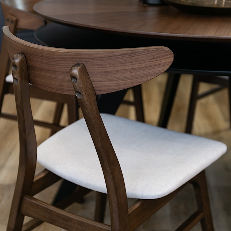 Krzesło drewniane Gooddly orzech/beżowe  - zdjęcie 3