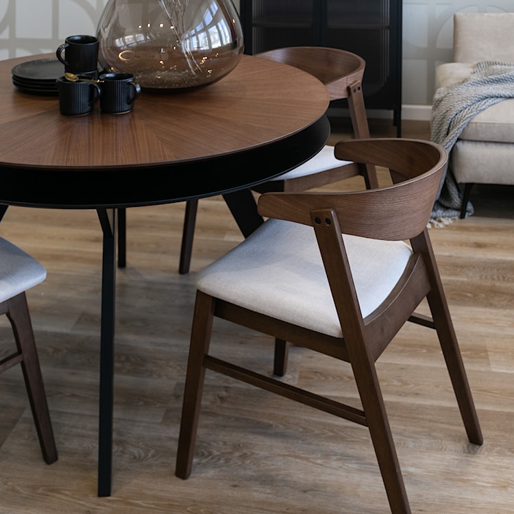 Krzesło drewniane Panize orzech/beżowe  - zdjęcie 4