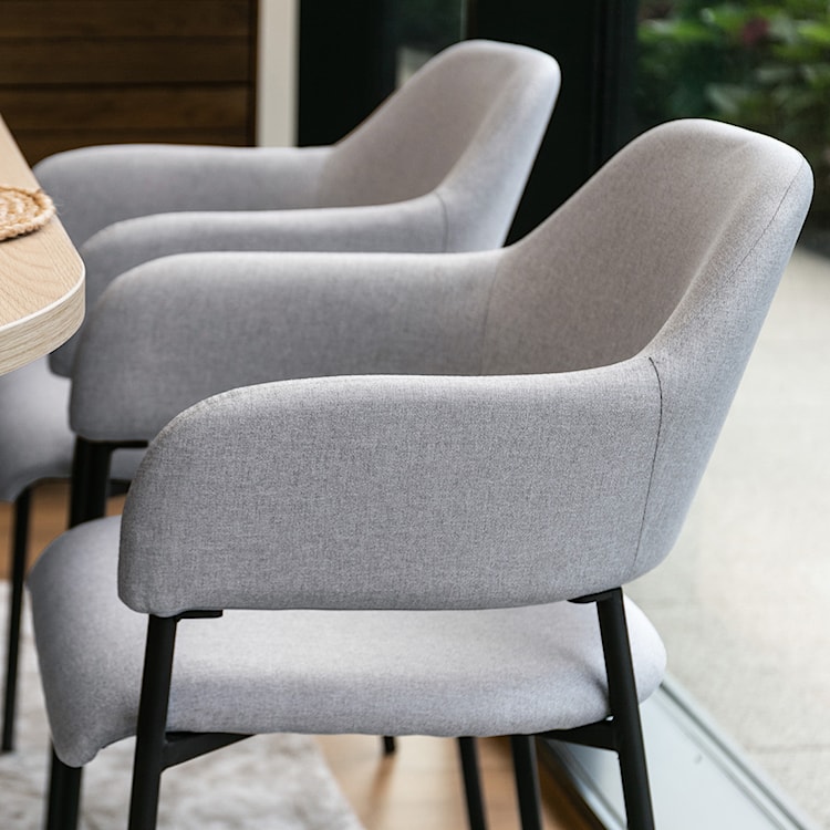 Krzesło tapicerowane z podłokietnikami Azhai szare  - zdjęcie 3