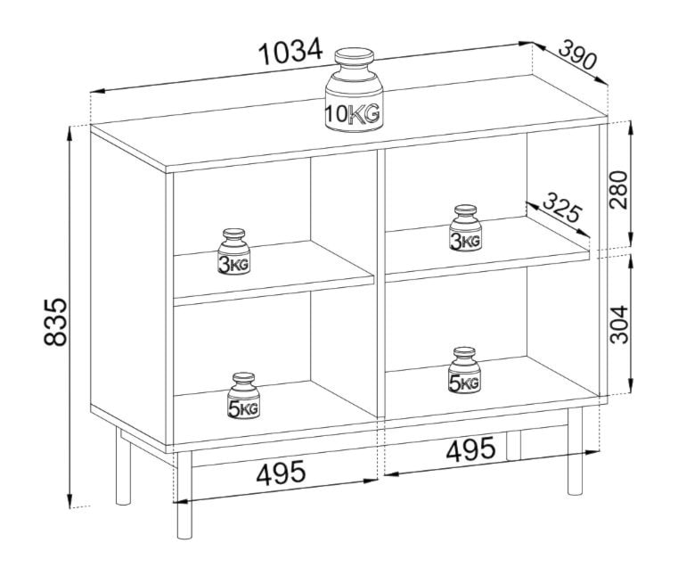 Komoda dwudrzwiowa Japandies 104 cm Dąb linea  - zdjęcie 5