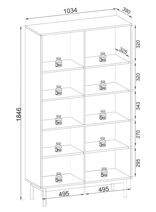 Regał dwudrzwiowy Japandies z półkami 104 cm Dąb linea  - zdjęcie 5