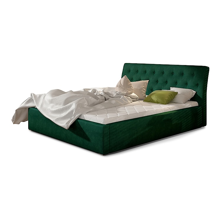 Łóżko tapicerowane Banjani 140x200 cm z pojemnikiem zielone  - zdjęcie 3