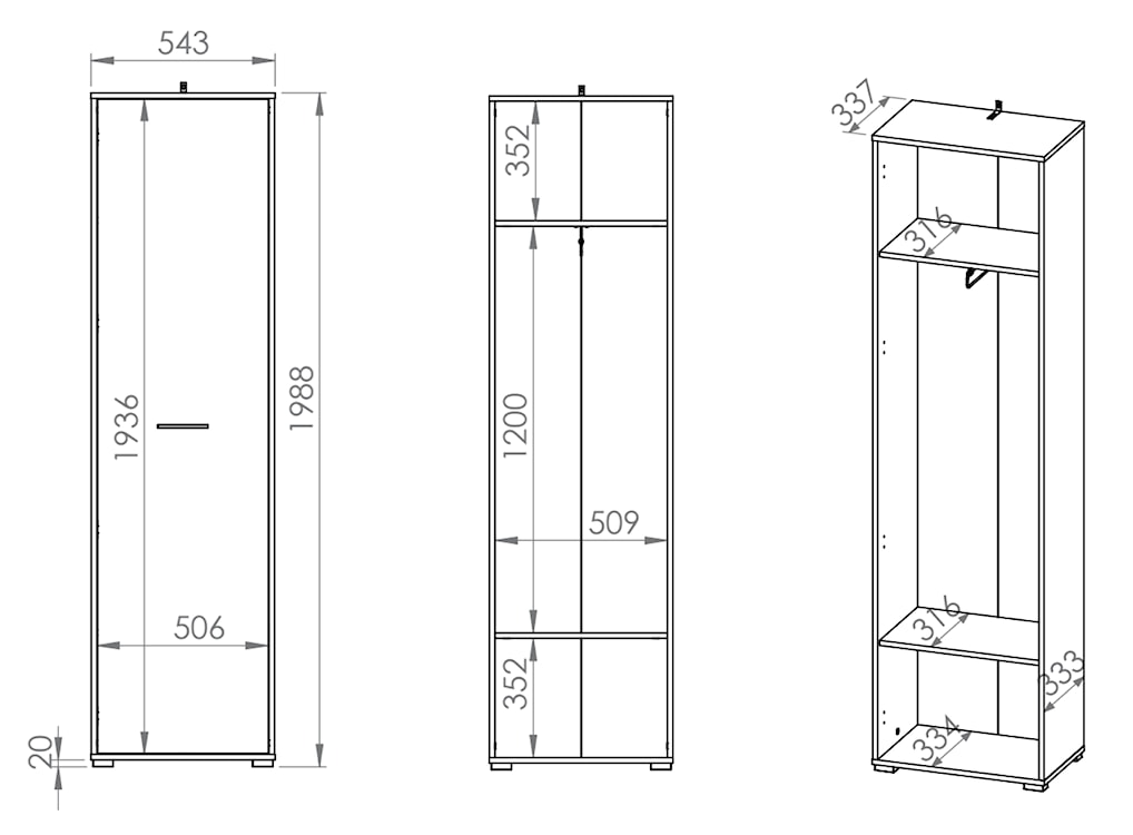 Szafa jednodrzwiowa Mafro 55 cm Sonoma jasna  - zdjęcie 2