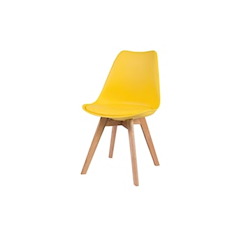 Krzesło tapicerowane Camelle żółte - dąb