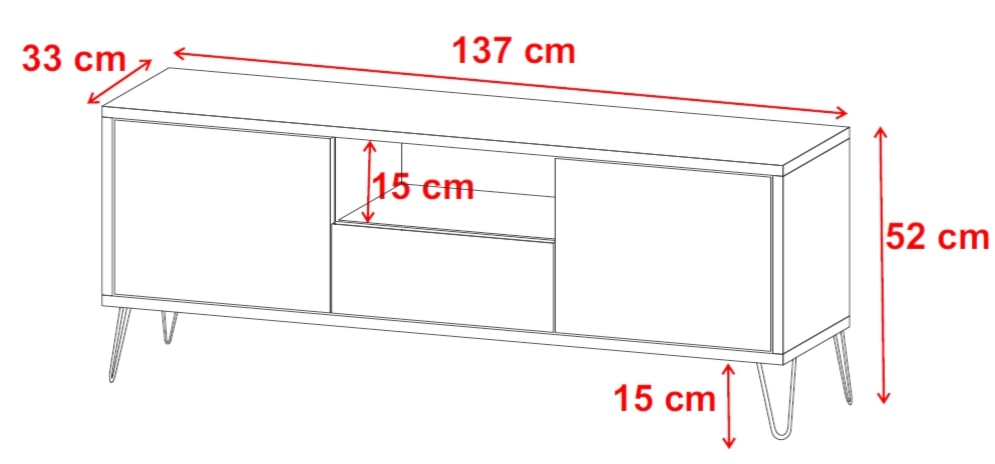 Szafka RTV Ploystea 137 cm Dąb Wotan / Biały    - zdjęcie 8