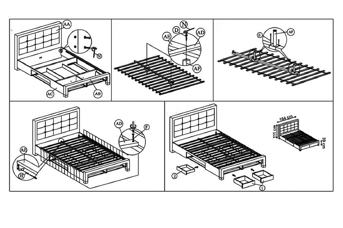 Łóżko tapicerowane z szufladami Totti  - zdjęcie 5