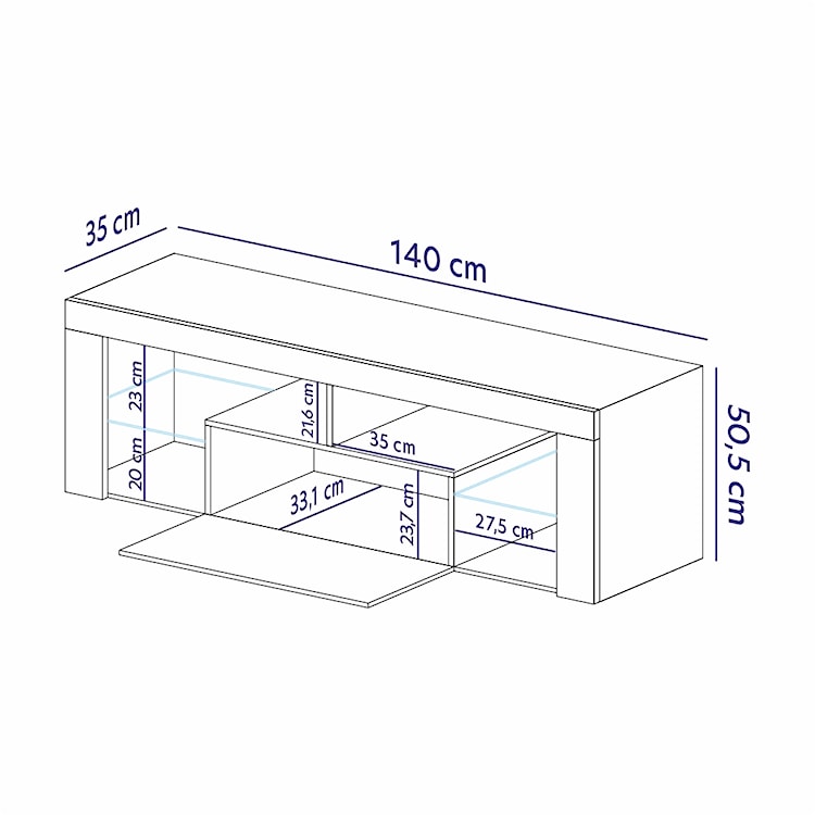 Szafka RTV Bianko 140 cm Dąb lancelot / Czarny połysk  - zdjęcie 4