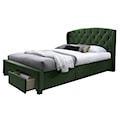 Łóżko tapicerowane Gebissa z szufladami 160x200 cm zielone