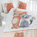 Dziecięca pościel do łóżeczka Lovely Mouse and Cat 100x150 cm z dwiema poszewkami na poduszkę 35x45 cm i z prześcieradłem  - zdjęcie 2
