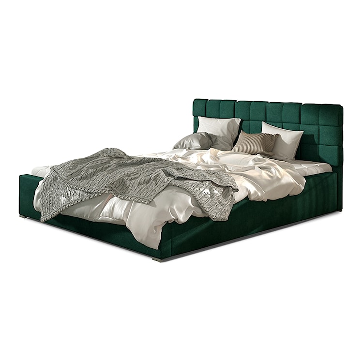 Łóżko tapicerowane Blatna 140x200 cm z pojemnikiem zielone  - zdjęcie 3