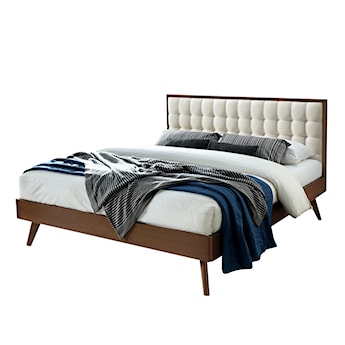 Łóżko Viggo orzech z beżowym zagłówkiem