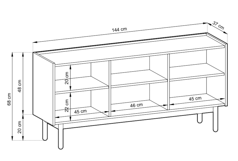 Komoda niska Loppi 68 cm trójdrzwiowa dąb riviera / marmur bianco  - zdjęcie 7