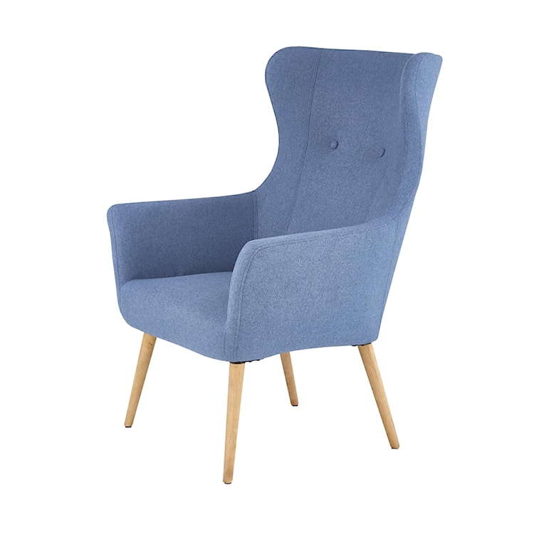 Fotel Emifban na drewnianych nogach - niebieskie tapicerowanie  - zdjęcie 11