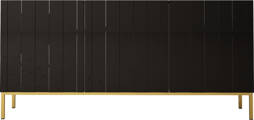 Komoda trójdrzwiowa Rumbek 160 cm Czarny mat / Czarny połysk 