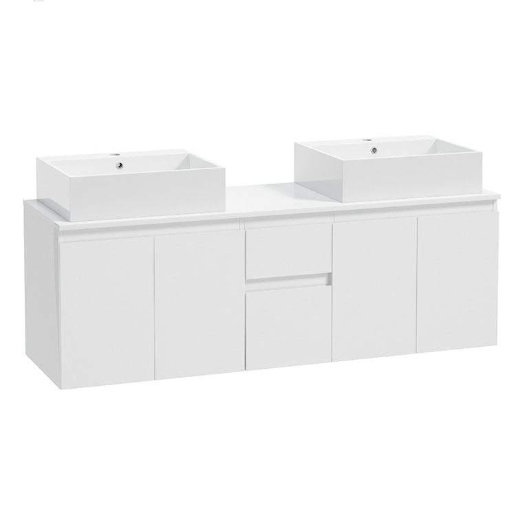 Zestaw mebli łazienkowych Giene z dwoma umywalkami i lustrami biały  - zdjęcie 2