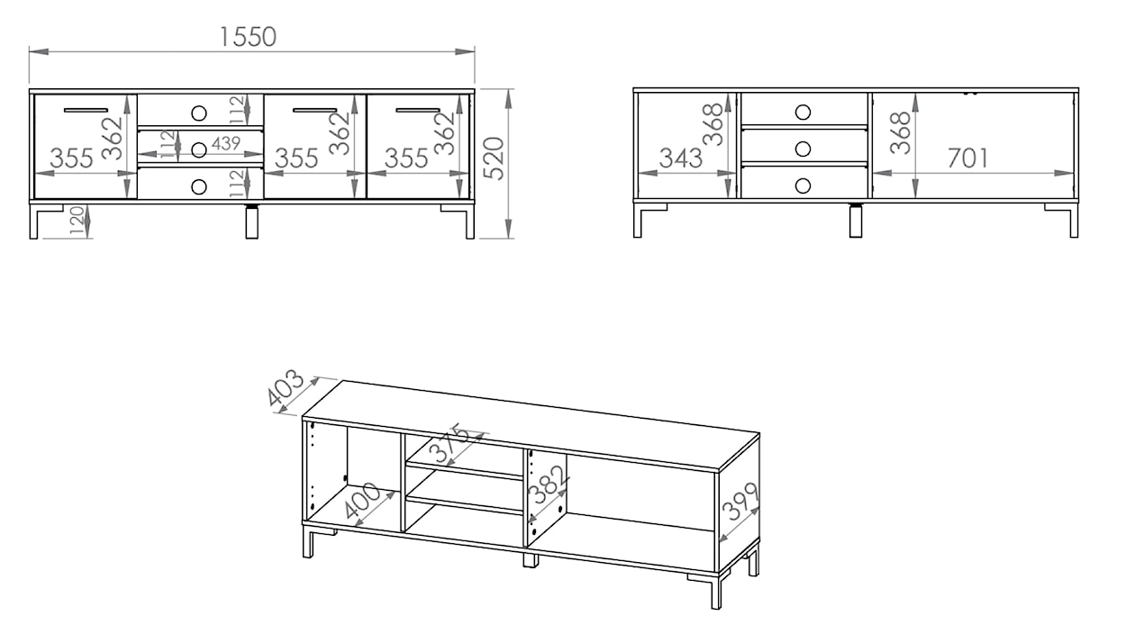 Szafka RTV Ballarti 155 cm Dąb artisan  - zdjęcie 10