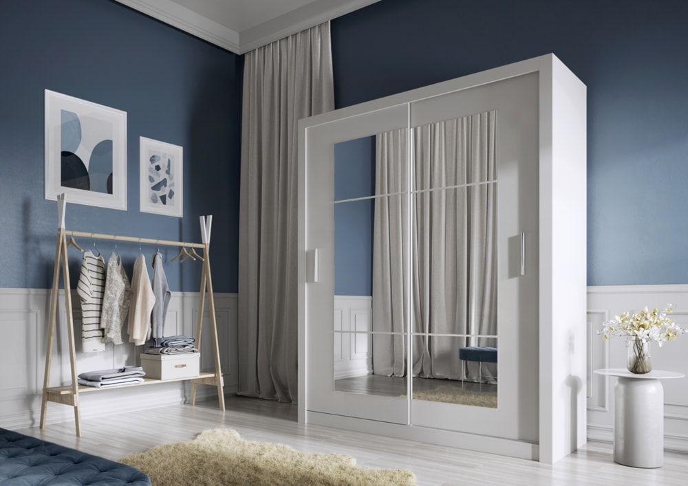 Szafa Idea 180 cm z lustrami i oświetleniem biała  - zdjęcie 2