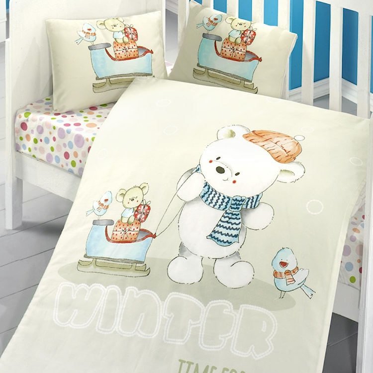 Dziecięca pościel do łóżeczka Time for fun 100x150 cm z dwiema poszewkami na poduszkę 35x45 cm i z prześcieradłem  - zdjęcie 2