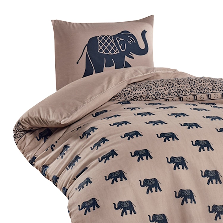 Komplet pościeli Indie 140x220 cm z poszewką na poduszkę 50x70 cm granatowe słonie  - zdjęcie 3