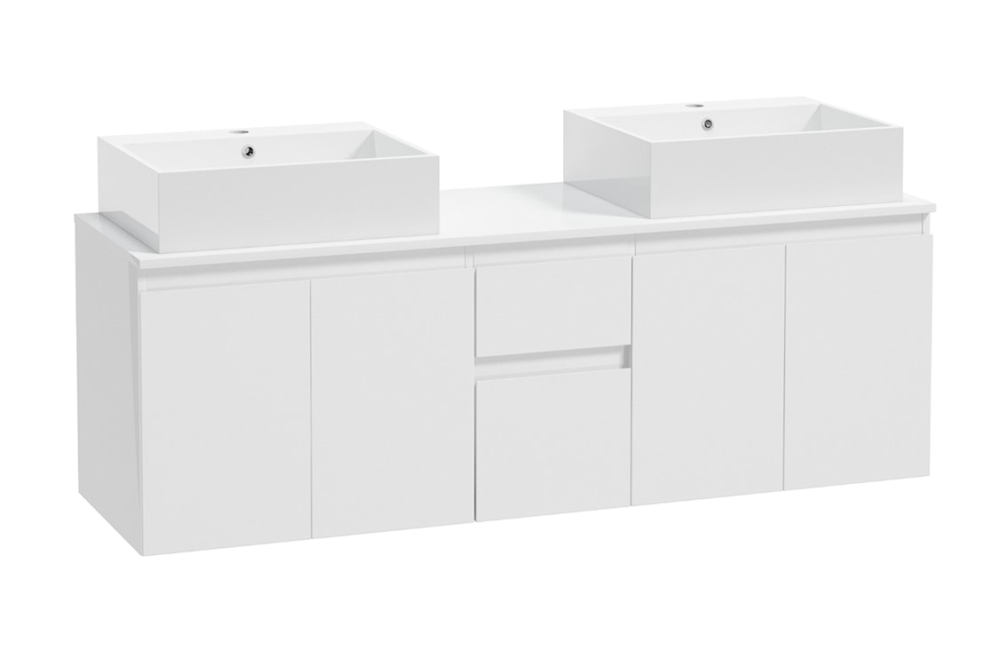 Zestaw mebli łazienkowych Giene z dwoma umywalkami i lustrami biały  - zdjęcie 3