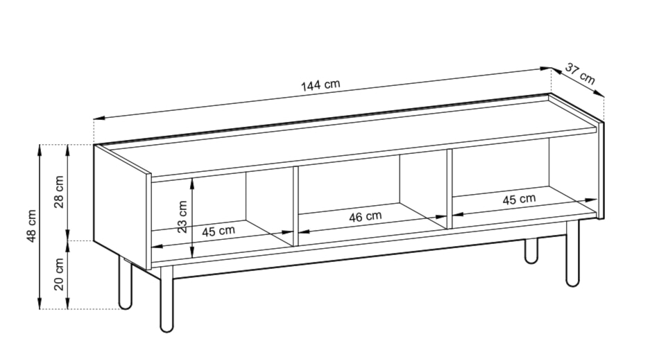 Szafka RTV Loppi 144 cm dąb riviera / marmur bianco  - zdjęcie 6