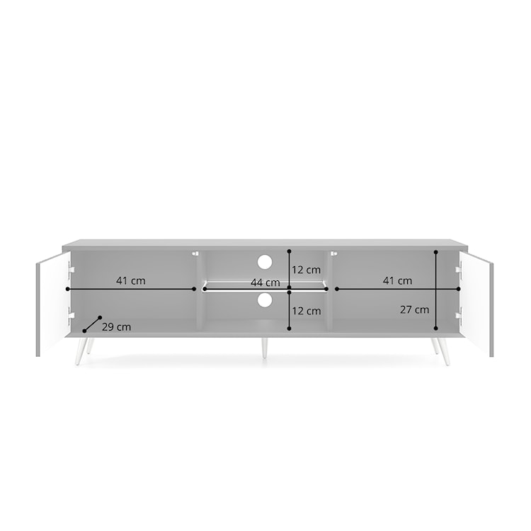 Szafka RTV Bello z lamelowymi frontami 135 cm czarna/dąb wotan z led  - zdjęcie 5