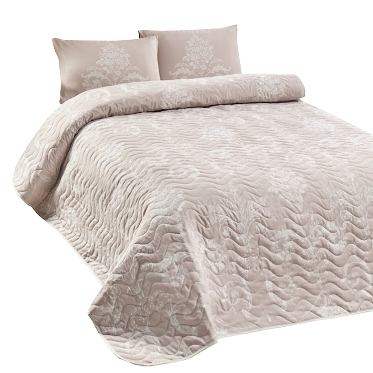 Narzuta Neriel 160x220 cm z poszewką na poduszkę 50x70 cm kremowe zdobienia  - zdjęcie 2