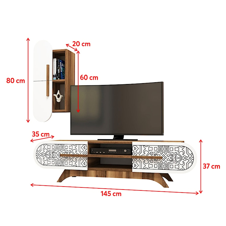 Szafka RTV Maroko z białym frontem i wiszącą szafką  - zdjęcie 5