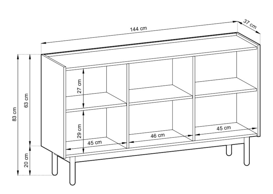 Komoda Loppi 83 cm trójdrzwiowa dąb riviera / marmur bianco  - zdjęcie 4