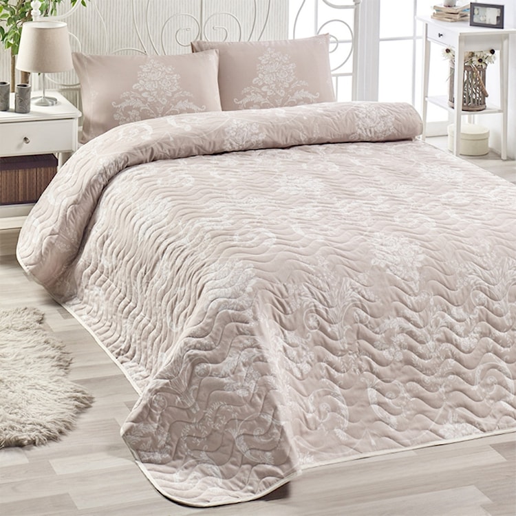 Narzuta Neriel 160x220 cm z poszewką na poduszkę 50x70 cm kremowe zdobienia 