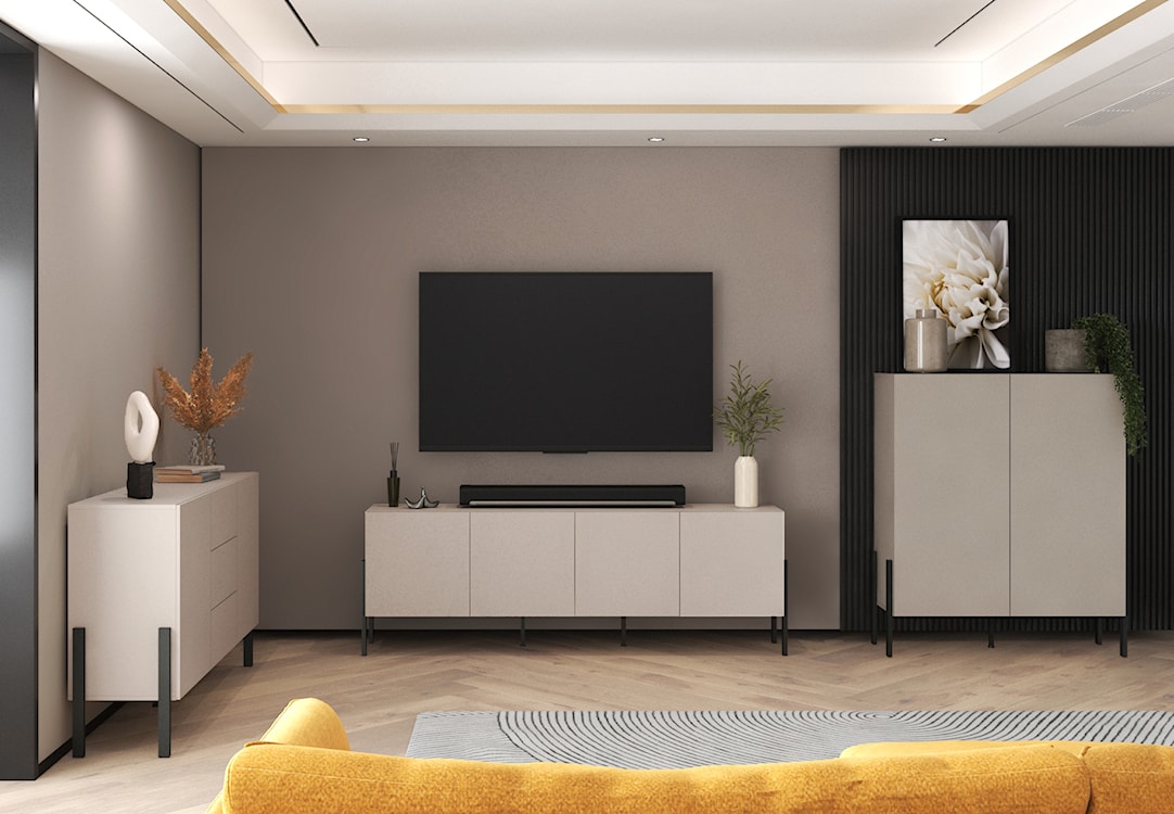 Szafka RTV czterodrzwiowa Jukon 204 cm Szary beż  - zdjęcie 3