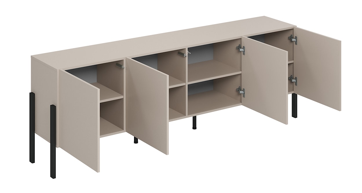 Szafka RTV czterodrzwiowa Jukon 204 cm Szary beż  - zdjęcie 4