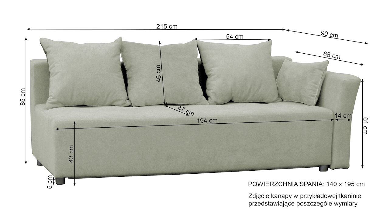 Kanapa rozkładana trzyosobowa Mundi granatowa z pojemnikiem welur hydrofobowy  - zdjęcie 4