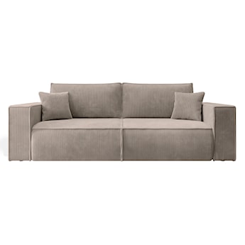 Kanapa rozkładana trzyosobowa Farese z pojemnikiem beżowa sztruks