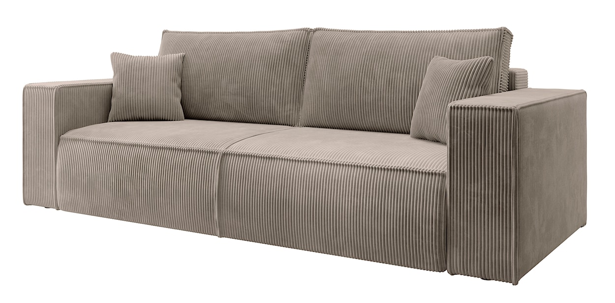 Kanapa rozkładana trzyosobowa Farese z pojemnikiem beżowa sztruks  - zdjęcie 8