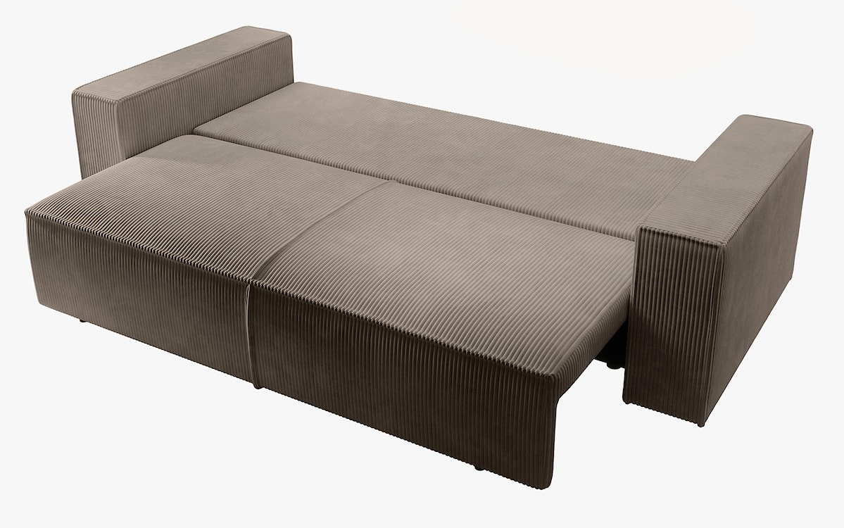 Kanapa rozkładana trzyosobowa Farese z pojemnikiem beżowa sztruks  - zdjęcie 9