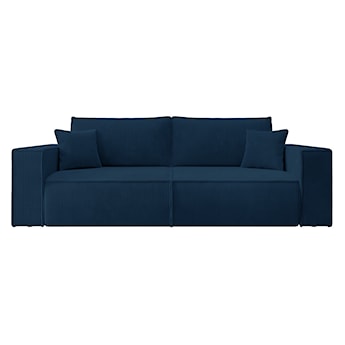 Kanapa rozkładana trzyosobowa Farese z pojemnikiem granatowa sztruks