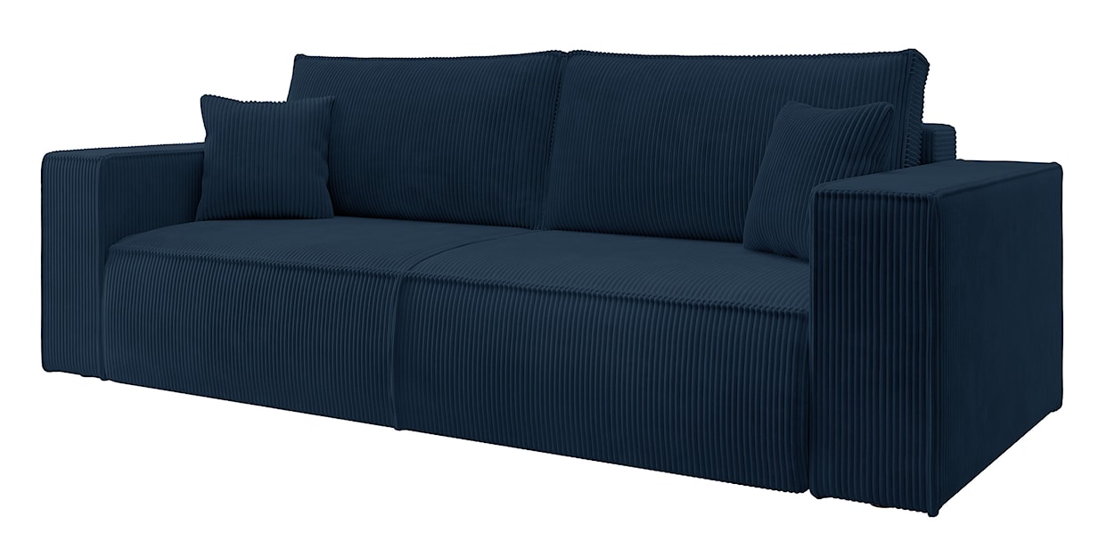 Kanapa rozkładana trzyosobowa Farese z pojemnikiem granatowa sztruks  - zdjęcie 4