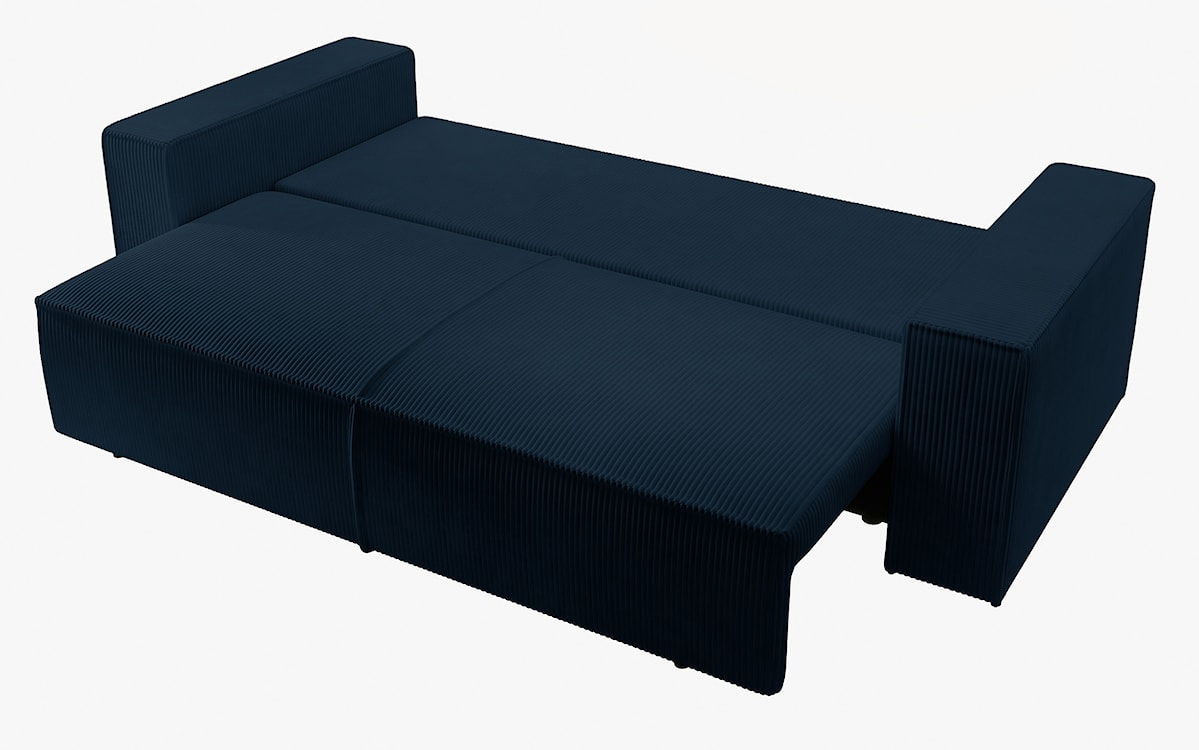 Kanapa rozkładana trzyosobowa Farese z pojemnikiem granatowa sztruks  - zdjęcie 5