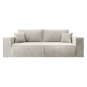 Kanapa rozkładana trzyosobowa Farese z pojemnikiem kremowa sztruks