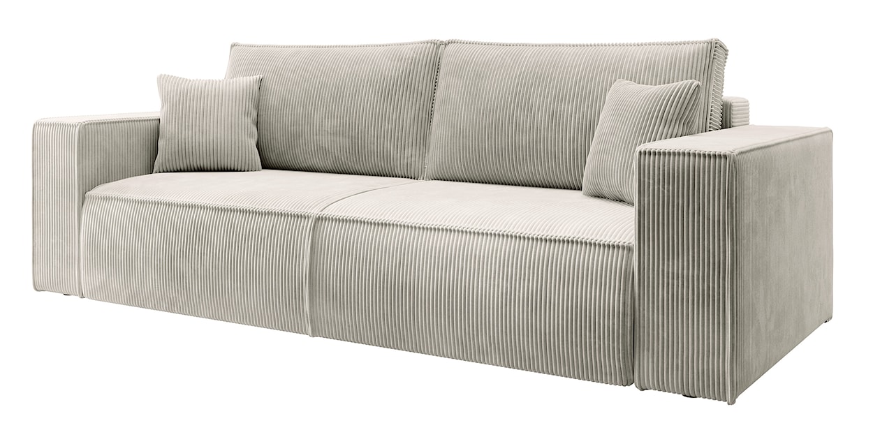 Kanapa rozkładana trzyosobowa Farese z pojemnikiem kremowa sztruks  - zdjęcie 4
