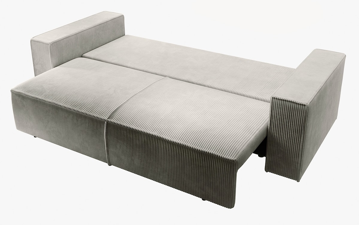 Kanapa rozkładana trzyosobowa Farese z pojemnikiem kremowa sztruks  - zdjęcie 5